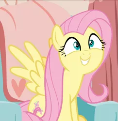 Size: 913x938 | Tagged: safe, derpibooru import, screencap, fluttershy, pegasus, pony, discordant harmony, cropped, cute, excited, faic, female, mare, shyabetes, sitting, smiling, solo, spread wings, wings