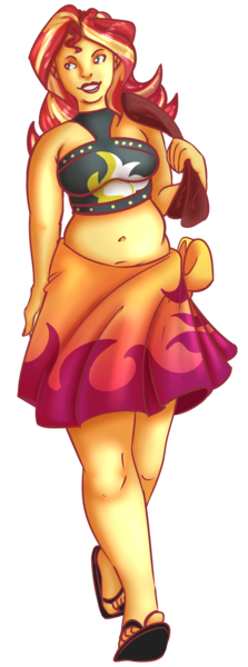 Size: 668x1800 | Tagged: safe, artist:sweetslugslime, derpibooru import, sunset shimmer, equestria girls, equestria girls series, clothes, feet, female, flip-flops, plump, sandals, sarong, simple background, solo, swimsuit, transparent background