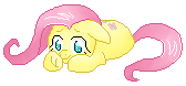 Size: 168x78 | Tagged: safe, artist:tilling-tan, derpibooru import, fluttershy, cute, lying down, pixel art, shyabetes, simple background, transparent background, wingless