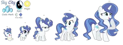 Size: 5775x2097 | Tagged: safe, artist:galaxyswirlsyt, derpibooru import, oc, oc:sky city, pony, unicorn, 5-year-old, age progression, baby, baby pony, base used, female, filly, high res, mare, offspring, parent:fancypants, parent:rarity, parents:raripants, simple background, teenager, transparent background