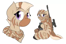 Size: 2000x1338 | Tagged: artist needed, derpibooru import, fallout equestria, fallout equestria oc, female, gun, oc, rifle, safe, simple background, solo, source needed, thermos, unofficial characters only, weapon, white background, zebra, zebra oc