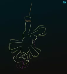 Size: 500x550 | Tagged: safe, artist:quint-t-w, derpibooru import, oc, unofficial characters only, earth pony, pony, eyes closed, flailing, gradient background, hanging, hanging upside down, minimalist, modern art, old art, rope, solo, tied, upside down