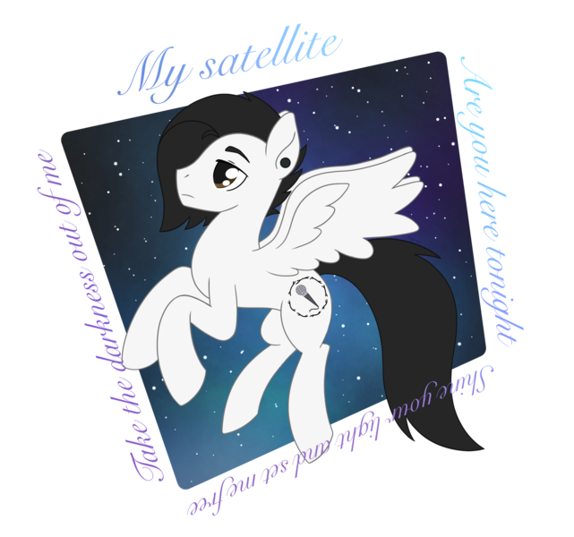 Size: 2181x2042 | Tagged: safe, artist:dyonys, derpibooru import, oc, oc:motionless white, pegasus, pony, chris cerulli, ear piercing, flying, male, motionless in white, piercing, show accurate, simple background, stallion, stars, starset, text, transparent background, universe