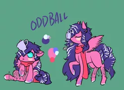 Size: 1100x800 | Tagged: safe, artist:lavvythejackalope, derpibooru import, oc, oc:oddball, unofficial characters only, pegasus, pony, :o, baby, baby pony, blush sticker, blushing, clothes, colored hooves, cup, duo, eyes closed, open mouth, pegasus oc, raised hoof, reference sheet, scarf, simple background, sitting, teacup, text, underhoof, wings