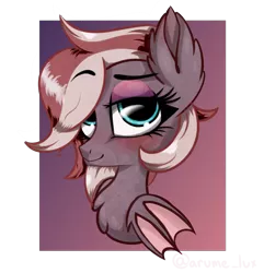 Size: 3000x3115 | Tagged: safe, artist:lux-arume, derpibooru import, oc, oc:efflorescence, unofficial characters only, bat pony, pony, bat pony oc, bat wings, bust, female, makeup, mare, sketch, solo, wings