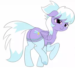 Size: 1206x1096 | Tagged: safe, artist:wafflecakes, derpibooru import, cloudchaser, pegasus, pony, adorasexy, bedroom eyes, butt, clothes, cute, female, looking at you, mare, plot, raised hoof, sexy, simple background, socks, solo, white background