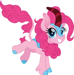 Size: 1496x1500 | Tagged: safe, artist:cloudyglow, derpibooru import, pinkie pie, kirin, cute, diapinkes, female, kirinified, looking at you, simple background, smiling, smiling at you, solo, species swap, transparent background, weapons-grade cute