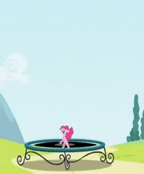 Size: 269x323 | Tagged: animated, cropped, derpibooru import, griffon the brush off, jumping, pinkie being pinkie, pinkie pie, safe, screencap, solo, trampoline