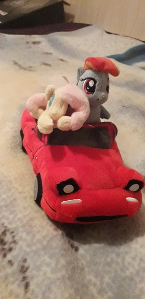 Size: 2006x4128 | Tagged: safe, derpibooru import, photographer:peternators, fluttershy, rainbow dash, pegasus, pony, car, female, mazda, mazda mx5, plushie