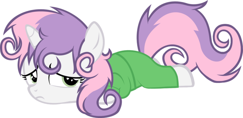 Size: 1535x744 | Tagged: safe, artist:zacatron94, derpibooru import, edit, editor:slayerbvc, vector edit, sweetie belle, unicorn, bed mane, clothes, cropped, female, filly, pajamas, prone, simple background, solo, transparent background, vector