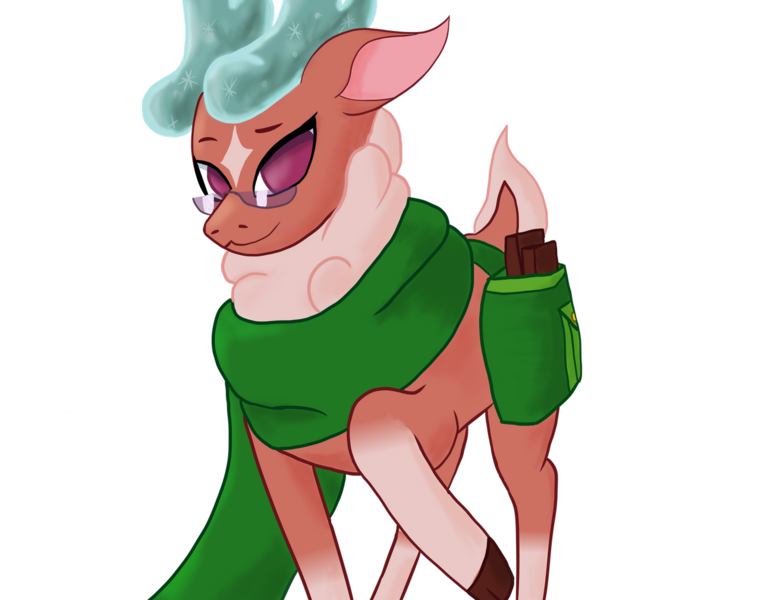 Size: 1280x1009 | Tagged: artist:laserkittin, cashmere (tfh), clothes, community related, deer, derpibooru import, glasses, reindeer, safe, scarf, simple background, them's fightin' herds, transparent background