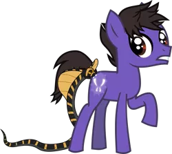 Size: 1362x1214 | Tagged: safe, artist:lightningbolt, derpibooru import, ponified, cobra, earth pony, pony, snake, .svg available, biting, butt bite, cobra starship, colt, cutiespark, fangs, gabe saporta, looking back, male, messy mane, raised leg, shocked, simple background, solo, svg, transparent background, vector, younger