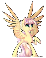 Size: 2350x3000 | Tagged: safe, artist:mcwolfity, deleted from derpibooru, derpibooru import, oc, unofficial characters only, pegasus, pony, female, mare, pegasus oc, raised hoof, simple background, smiling, solo, spread wings, transparent background, wings