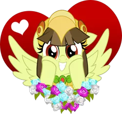 Size: 5000x4673 | Tagged: safe, artist:jhayarr23, derpibooru import, oc, oc:tailcoatl, ponified, pegasus, pony, aztec, commission, cute, female, flower, heart, hearts and hooves day, helmet, holiday, mare, mexico, nation ponies, show accurate, simple background, smiling, solo, transparent background, valentine's day, wings, ych result