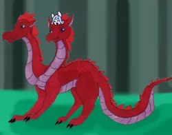 Size: 400x314 | Tagged: safe, artist:sparkysandy, derpibooru import, oc, oc:crystal blaze, dragon, earth pony, pony, dragoness, female, fusion, multiple heads, two heads, two-headed dragon