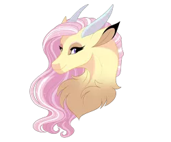 Size: 3000x2500 | Tagged: artist:gigason, bust, chest fluff, derpibooru import, draconequus, draconequus oc, female, high res, horns, hybrid, interspecies offspring, oc, oc:freya, offspring, parent:discord, parent:fluttershy, parents:discoshy, portrait, safe, simple background, solo, transparent background, unofficial characters only