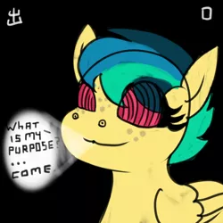 Size: 1500x1500 | Tagged: 4chan, artist:poniidesu, black background, derpibooru import, double entendre, drawthread, female, fetish, filly, hypnosis, hypnosis fetish, hypnotized, /mlp/, oc, oc:apogee, pegasus, pun, question, safe, simple background, solo, speech, talking, text, unofficial characters only, wings