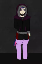 Size: 1300x2000 | Tagged: alternate version, artist:lazerblues, cigarette, clothes, derpibooru import, goth, jacket, oc, oc:rory, offspring, parent:twilight sparkle, safe, satyr, solo