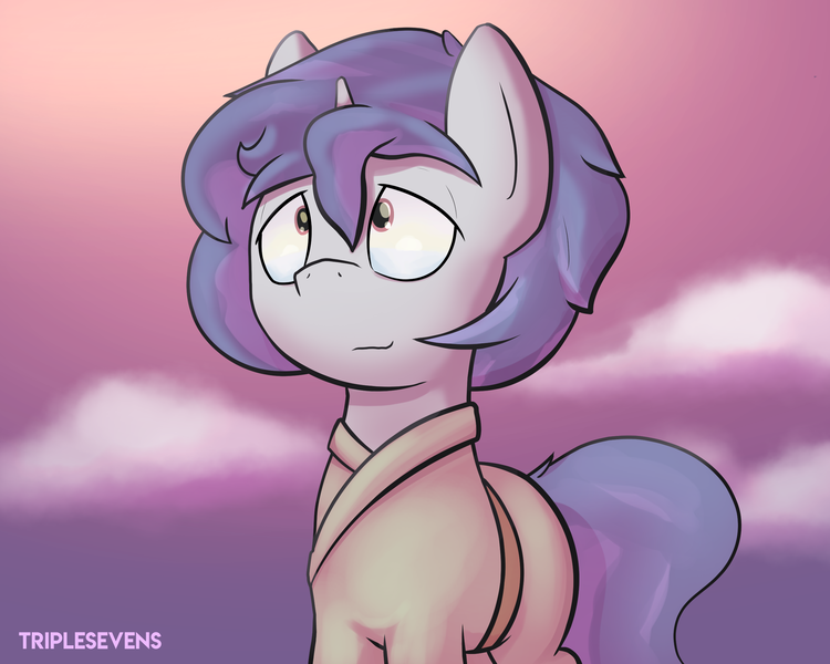 Size: 2500x2000 | Tagged: artist:triplesevens, derpibooru import, happy, male, oc, oc:triple sevens, safe, sky, smiling, solo, stallion, sunrise, unofficial characters only