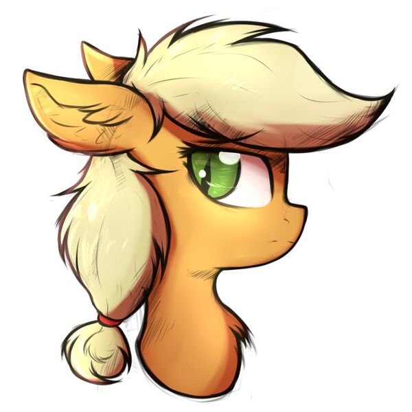 Size: 1600x1600 | Tagged: safe, artist:tatykin, derpibooru import, applejack, earth pony, pony, simple background, slit pupils, solo, white background