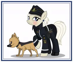 Size: 1024x878 | Tagged: safe, artist:brony-works, derpibooru import, dog, earth pony, pony, clothes, female, gun, handgun, holster, mare, pistol, police officer, simple background, solo, sweden, uniform, weapon, white background