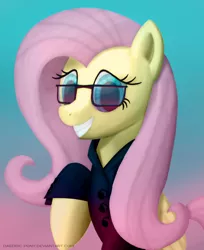 Size: 832x1018 | Tagged: artist:daedric-pony, clothes, derpibooru import, fluttershy, glasses, safe, secretary, solo