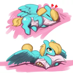 Size: 2500x2500 | Tagged: safe, artist:redruin01, derpibooru import, oc, oc:steam cloud, unofficial characters only, pegasus, pony, commission, cute, female, heart, high res, hug, mare, ocbetes, pillow, pillow hug, solo