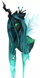 Size: 2234x4361 | Tagged: artist:riukime, bust, changeling, changeling queen, derpibooru import, female, portrait, quadrupedal, queen chrysalis, safe, simple background, solo, white background