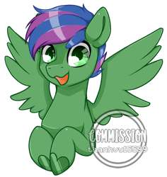 Size: 850x900 | Tagged: safe, artist:thanhvy15599, derpibooru import, oc, pegasus, pony, animated, blinking, commission, community related, cute, gif, gift art, green eyes, male, open mouth, pegasus oc, solo, stallion, wings, ych result