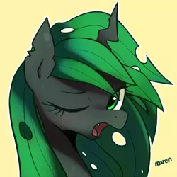 Size: 1600x1600 | Tagged: artist:maren, bust, changeling, changeling oc, derpibooru import, green changeling, oc, oc:asphodel, portrait, safe, solo