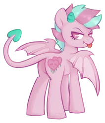 Size: 871x1028 | Tagged: safe, artist:mvnchies, derpibooru import, oc, oc:heartbreaker, unofficial characters only, dracony, dragon, hybrid, pony, female, simple background, solo, tongue out, transparent background