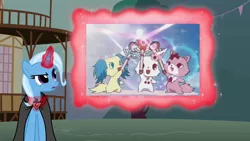 Size: 1280x720 | Tagged: safe, artist:mega-poneo, derpibooru import, edit, edited screencap, screencap, trixie, cat, dog, pony, rabbit, unicorn, magic duel, alicorn amulet, animal, female, garnet (jewelpet), jewelpet, mare, meme, ruby (jewelpet), sanrio, sapphie, sega