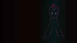 Size: 1366x769 | Tagged: safe, artist:quint-t-w, derpibooru import, tempest shadow, pony, unicorn, armor, broken horn, eye scar, gradient background, horn, looking at you, minimalist, modern art, old art, scar, solo, sparking horn