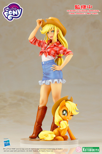 Size: 667x1000 | Tagged: safe, derpibooru import, kotobukiya, applejack, human, pony, equestria girls, applebucking thighs, beautiful, bishoujo, boots, clothes, cowboy boots, cowboy hat, cowgirl, cute, denim skirt, green eyes, hat, high heel boots, human coloration, human ponidox, humanized, jackabetes, legs, miniskirt, moe, one eye closed, self ponidox, shoes, skirt, stetson, thighs, wink, yellow hair