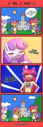 Size: 550x1622 | Tagged: anthro, apple bloom, apple bloomers, artist:lumineko, bandeau, belly button, clothes, comic, comic:no game no wife, cutie mark crusaders, derpibooru import, dress, facepalm, midriff, safe, scootaloo, sports panties, sweetie belle, tanktop