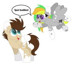 Size: 3000x2500 | Tagged: safe, artist:ponkus, derpibooru import, oc, oc:odd inks, oc:skittle, unofficial characters only, pegasus, pony, female, male, mare, spots, stallion