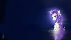 Size: 3000x1688 | Tagged: artist:mricantdraw, bathing, derpibooru import, rarity, reflection, safe, solo, wet, wet mane