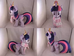 Size: 1597x1199 | Tagged: safe, artist:little-broy-peep, derpibooru import, twilight sparkle, twilight sparkle (alicorn), alicorn, pony, big crown thingy, clothes, crown, element of magic, irl, jewelry, photo, plushie, regalia, scarf, solo