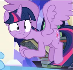 Size: 929x896 | Tagged: alicorn, book, cropped, derpibooru import, faic, flying, safe, screencap, shadow play, solo, spread wings, star swirl's journal, twilight sparkle, twilight sparkle (alicorn), wings