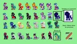 Size: 1400x800 | Tagged: safe, artist:zethbsoul, derpibooru import, adagio dazzle, ahuizotl, aria blaze, cosmos (character), cozy glow, daybreaker, discord, gloriosa daisy, grogar, king sombra, lord tirek, mane-iac, nightmare moon, nightmare rarity, pony of shadows, queen chrysalis, sci-twi, sonata dusk, sphinx (character), starlight glimmer, storm king, sunset shimmer, tantabus, tempest shadow, trixie, twilight sparkle, wallflower blush, ponified, alicorn, pony, sphinx, pony town, equestria girls, my little pony: the movie, the ending of the end, adoragio, ahuidorable, alicornified, antagonist, ariabetes, clothes, cozybetes, cozycorn, cute, cute-iac, cutealis, daisybetes, diabreaker, discute, flowerbetes, giant demon alicorn cozy glow, green background, hat, midnight sparkle, midnightabetes, moonabetes, nightmare raribetes, race swap, shadorable, simple background, sombradorable, sonatabetes, sphinxdorable, stormabetes, sunset satan, tempestbetes, the dazzlings, tirebetes, trixie's hat, twiabetes, ultimate chrysalis, villains of equestria, wall of tags
