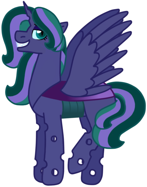 Size: 937x1192 | Tagged: safe, artist:kindheart525, derpibooru import, oc, oc:firefly, unofficial characters only, alicorn, changepony, hybrid, pony, kindverse, alicorn oc, biography, changeling hybrid, female, horn, interspecies offspring, magical lesbian spawn, mare, next generation, offspring, parent:princess luna, parent:queen chrysalis, parents:chrysaluna, raised hoof, simple background, smiling, smirk, solo, transparent background, wings