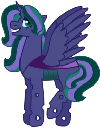 Size: 937x1192 | Tagged: safe, artist:kindheart525, derpibooru import, oc, oc:firefly, unofficial characters only, alicorn, changepony, hybrid, pony, kindverse, alicorn oc, biography, changeling hybrid, female, horn, interspecies offspring, magical lesbian spawn, mare, next generation, offspring, parent:princess luna, parent:queen chrysalis, parents:chrysaluna, raised hoof, simple background, smiling, smirk, solo, transparent background, wings