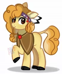 Size: 1661x1998 | Tagged: artist:amgiwolf, bisony, derpibooru import, female, hybrid, interspecies offspring, oc, oc:sweet tart, offspring, parent:braeburn, parent:little strongheart, parents:braeheart, safe, simple background, solo, unofficial characters only, white background