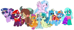 Size: 2340x961 | Tagged: safe, artist:rainbow eevee edits, artist:徐詩珮, derpibooru import, fizzlepop berrytwist, gallus, glitter drops, ocellus, sandbar, silverstream, smolder, spring rain, tempest shadow, twilight sparkle, twilight sparkle (alicorn), yona, alicorn, changedling, changeling, dragon, earth pony, gryphon, hippogriff, pony, unicorn, series:sprglitemplight diary, series:sprglitemplight life jacket days, series:springshadowdrops diary, series:springshadowdrops life jacket days, alternate universe, bisexual, broken horn, clothes, cute, diaocelles, diastreamies, dragoness, equestria girls outfit, female, gallabetes, glitterbetes, glitterlight, glittershadow, horn, lesbian, lifeguard spring rain, looking at you, male, mare, one eye closed, paw patrol, polyamory, sandabetes, shipping, simple background, smolderbetes, sprglitemplight, springbetes, springdrops, springlight, springshadow, springshadowdrops, stallion, student six, tempestbetes, tempestlight, transparent background, wink, yonadorable