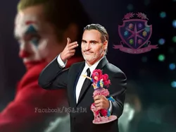 Size: 807x603 | Tagged: academy awards, arthur fleck, artist:rsa.fim, derpibooru import, edit, edited photo, human, irl, joaquin phoenix, joker (2019), kotobukiya, kotobukiya pinkie pie, looking at you, oscars, photo, pinkie pie, safe, the joker