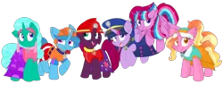 Size: 2164x821 | Tagged: safe, artist:rainbow eevee edits, artist:徐詩珮, derpibooru import, fizzlepop berrytwist, glitter drops, luster dawn, spring rain, tempest shadow, twilight sparkle, twilight sparkle (alicorn), oc, oc:bubble sparkle, alicorn, unicorn, series:sprglitemplight diary, series:sprglitemplight life jacket days, series:springshadowdrops diary, series:springshadowdrops life jacket days, alicorn oc, alternate universe, bisexual, broken horn, clothes, cute, equestria girls outfit, family, female, glitterbetes, glitterlight, glittershadow, horn, lesbian, lifeguard spring rain, magical lesbian spawn, magical threesome spawn, mother and child, mother and daughter, multiple parents, next generation, offspring, parent:glitter drops, parent:spring rain, parent:tempest shadow, parent:twilight sparkle, parents:glittershadow, parents:sprglitemplight, parents:springdrops, parents:springshadow, parents:springshadowdrops, paw patrol, polyamory, shipping, sprglitemplight, springbetes, springdrops, springlight, springshadow, springshadowdrops, tempestbetes, tempestlight, wings