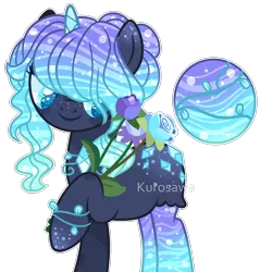 Size: 1480x1547 | Tagged: safe, artist:kurosawakuro, derpibooru import, oc, unofficial characters only, orbite, original species, pony, base used, colored pupils, female, flower, mare, simple background, solo, transparent background