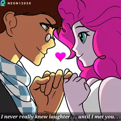 Size: 2000x2000 | Tagged: safe, artist:9987neondraws, derpibooru import, pinkie pie, oc, oc:copper plume, equestria girls, canon x oc, commission, commissioner:imperfectxiii, copperpie, female, high res, looking at each other, male, shipping, straight