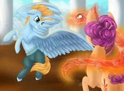 Size: 1024x753 | Tagged: alicorn, alicorn oc, derpibooru import, dragon spirit, fire, horn, oc, oc:harmony star, sable spirit, safe, spirit, wings