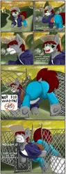 Size: 2480x6513 | Tagged: safe, artist:khaki-cap, author:bigonionbean, derpibooru import, oc, oc:khaki, oc:khaki-cap, earth pony, pony, blushing, butt, buttstuck, clothes, comic, commissioner:bigonionbean, dat butt, digital art, dock, jean butt, jean thicc, jeans, male, meme, pants, plot, stallion, struggling, stuck, tail, the ass was fat, thicc ass, wide hips